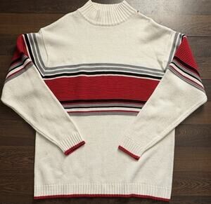 VTG Source Jeans Striped Knit Mock Neck Sweater L